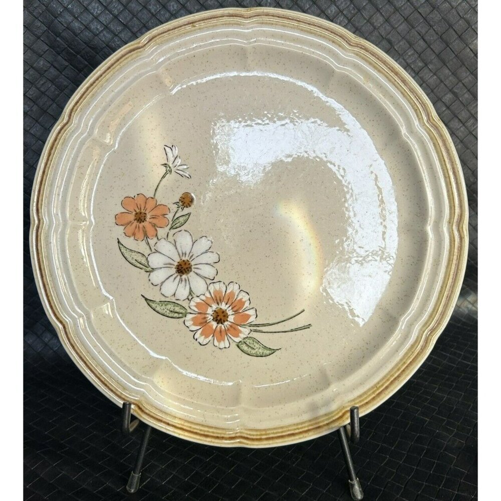 Crown Manor Springtime Daisy Dinner Plate 10 1/2” Stoneware Vintage 1970s VGUC
